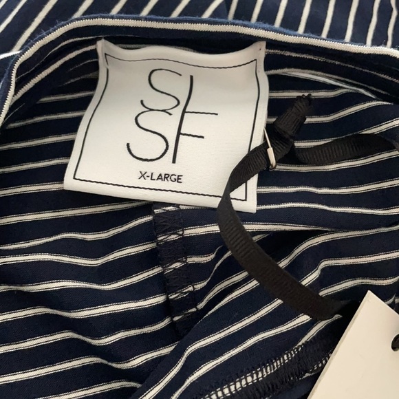 Sarah liller Navy striped Strechy A Line Side Pockets Coastal Minimalist DressXL - Picture 4 of 5